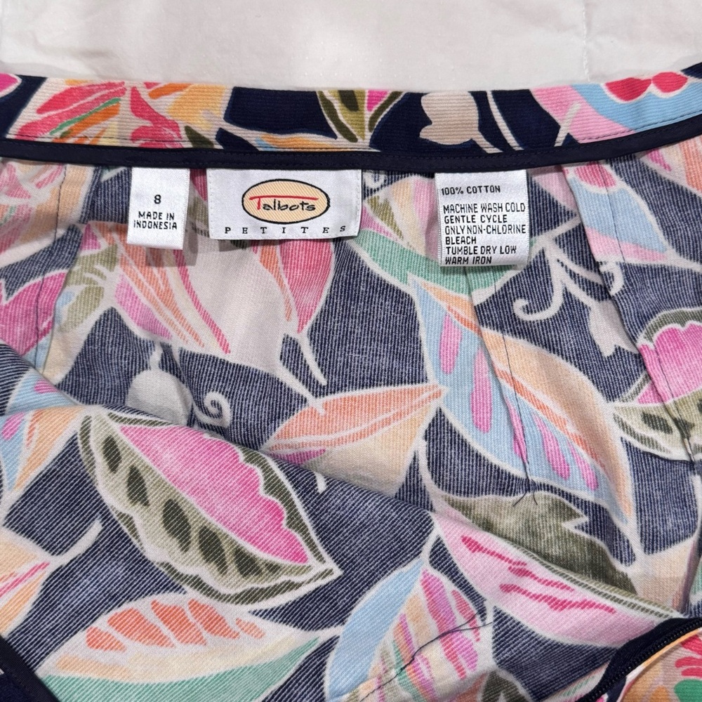 Talbots Womens Maxi Skirt Size 8 Colorful Cotton Corduroy Leaf Print Wrap Petite - Picture 8 of 11